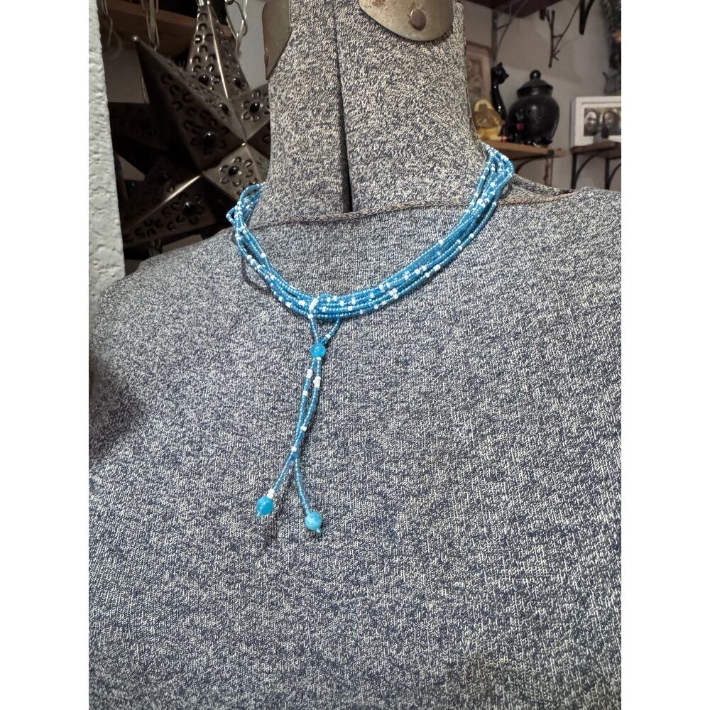 Blue glass bead necklace